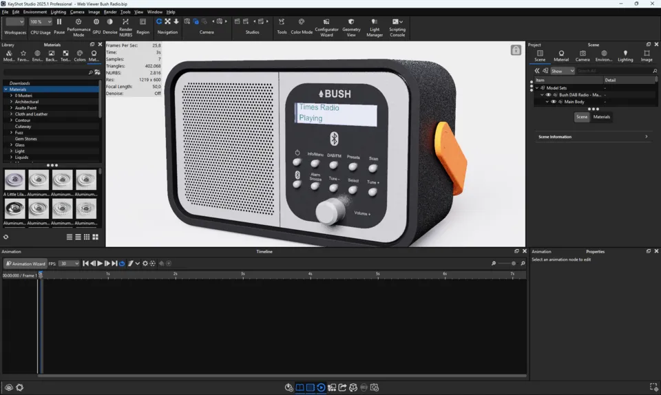 KeyShot Studio Animasyon Zaman Çizelgesi