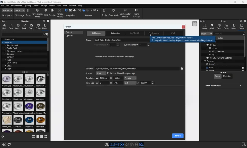 Ücretsiz KeyShot Configurator Eksikliği