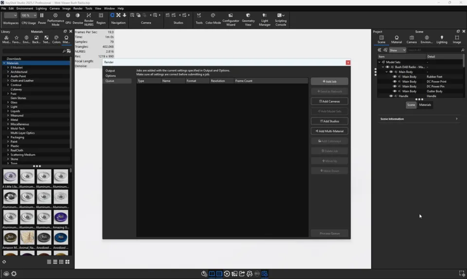 KeyShot Studio Render Queue
