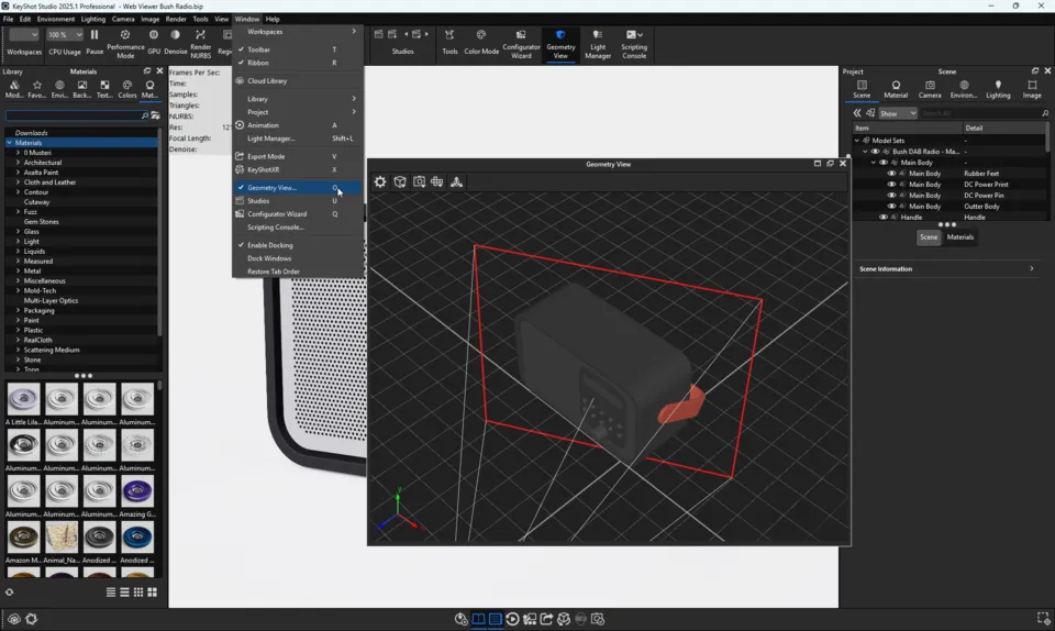 KeyShot Studio Geometry View