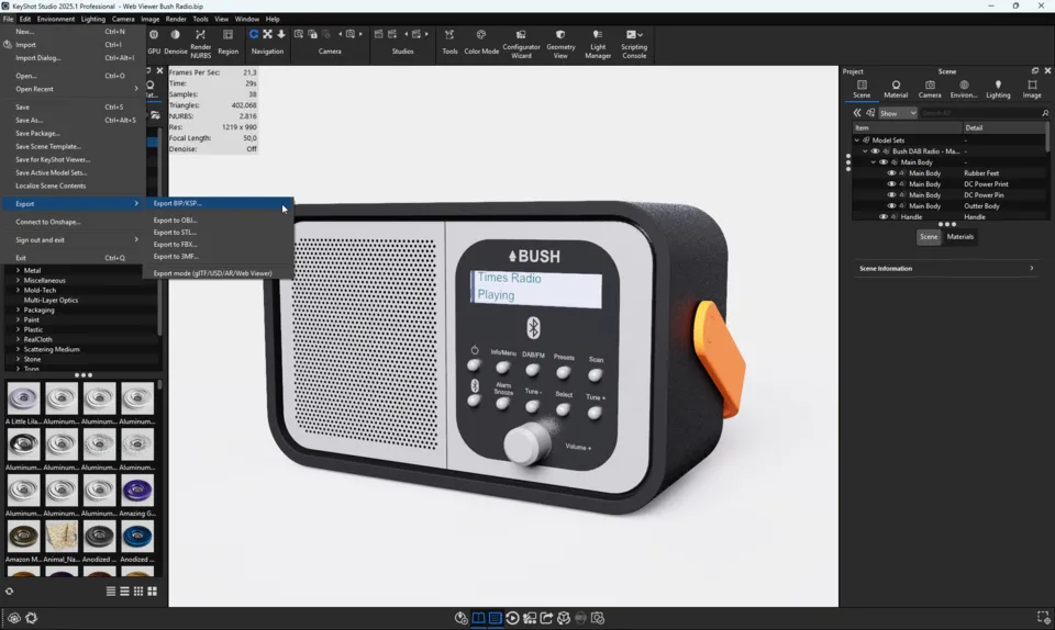 KeyShot Studio Gelişmiş Export Seçenekleri