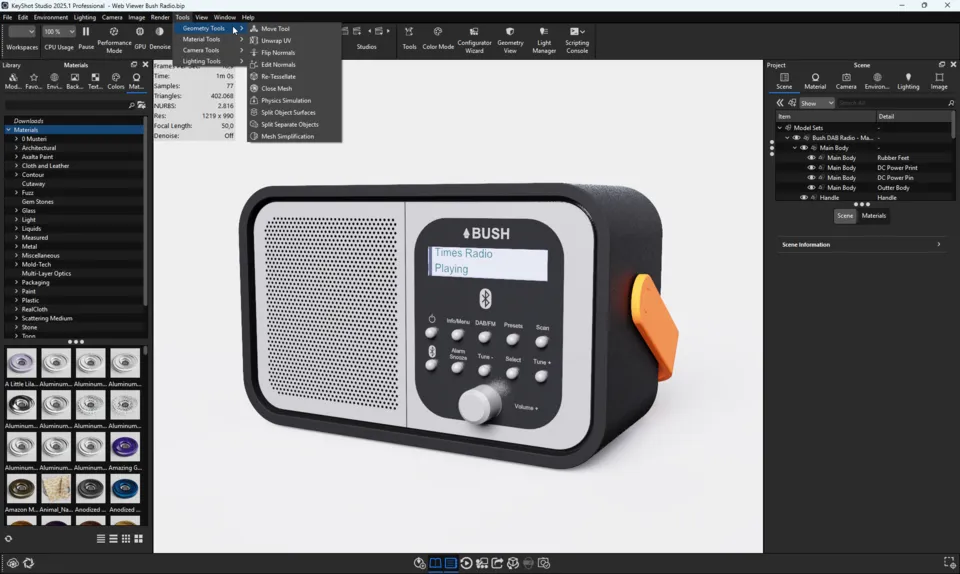 KeyShot Studio Gelişmiş Geometri Araçları