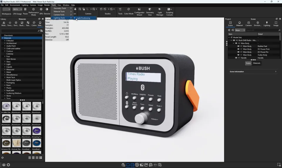 KeyShot Studio Işık Konumlandırma Aracı